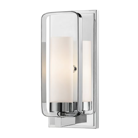 Z-Lite Aideen 1 Light Wall Sconce, Chrome & Matte Opal 6000-1S-CH